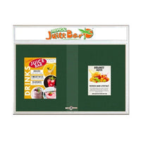 Indoor Bulletin Cork Boards 60x36 with Personalized Header (RADIUS EDGE) (Sliding Glass Doors)