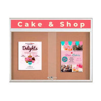 Indoor Bulletin Cork Boards 60x40 with Personalized Header (RADIUS EDGE) (Sliding Glass Doors)