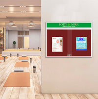 Indoor Bulletin Cork Boards 60x40 with Personalized Header (RADIUS EDGE) (Sliding Glass Doors)