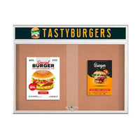 Indoor Bulletin Cork Boards 72x24 with Personalized Header (RADIUS EDGE) (Sliding Glass Doors)