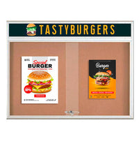 Indoor Bulletin Cork Boards 72x24 with Personalized Header (RADIUS EDGE) (Sliding Glass Doors)