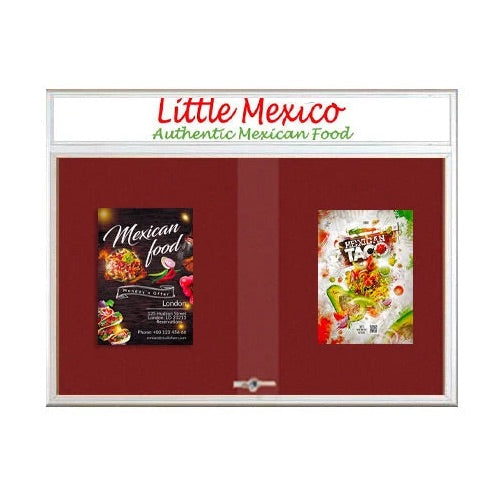Indoor Bulletin Cork Boards 72x30 with Personalized Header (RADIUS EDGE) (Sliding Glass Doors)