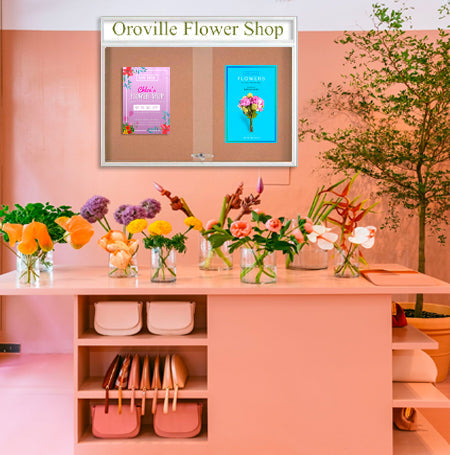 Indoor Bulletin Cork Boards 72x30 with Personalized Header (RADIUS EDGE) (Sliding Glass Doors)