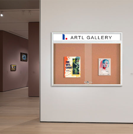 Indoor Bulletin Cork Boards 72x36 with Personalized Header (RADIUS EDGE) (Sliding Glass Doors)