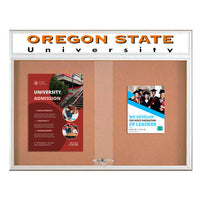 Indoor Bulletin Cork Boards 84x24 with Personalized Header (RADIUS EDGE) (Sliding Glass Doors)