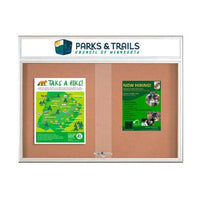Indoor Bulletin Cork Boards 84x30 with Personalized Header (RADIUS EDGE) (Sliding Glass Doors)