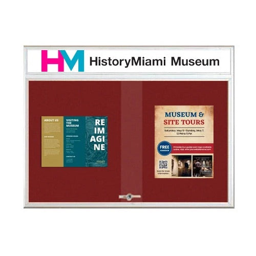 Indoor Bulletin Cork Boards 84x36 with Personalized Header (RADIUS EDGE) (Sliding Glass Doors)