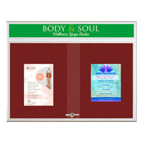 Indoor Bulletin Cork Boards 96x36 with Personalized Header (RADIUS EDGE) (Sliding Glass Doors)