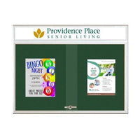 Indoor Bulletin Cork Boards 96x48 with Personalized Header (RADIUS EDGE) (Sliding Glass Doors)