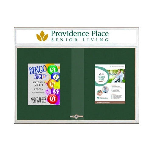 Indoor Bulletin Cork Boards 96x48 with Personalized Header (RADIUS EDGE) (Sliding Glass Doors)