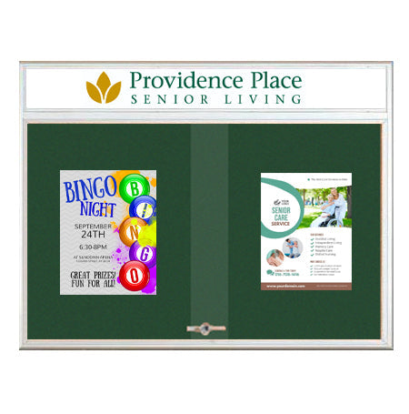Indoor Bulletin Cork Boards 96x48 with Personalized Header (RADIUS EDGE) (Sliding Glass Doors)