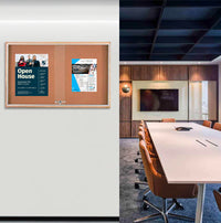 Sliding Glass Doors Indoor 60x24 Enclosed Bulletin Boards (Wood Framed)