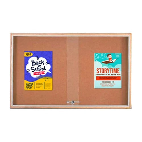 Sliding Glass Doors Indoor 60x40 Enclosed Bulletin Boards (Wood Framed)