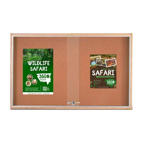 Sliding Glass Doors Indoor 60x48 Enclosed Bulletin Boards (Wood Framed)