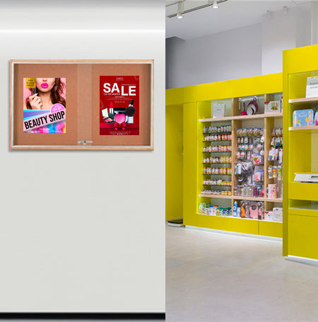 Sliding Glass Doors Indoor 60x48 Enclosed Bulletin Boards (Wood Framed)