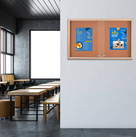 Sliding Glass Doors Indoor 72x48 Enclosed Bulletin Boards (Wood Framed)