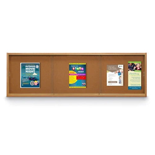 Sliding Glass Doors Indoor 84x24 Enclosed Bulletin Boards (Wood Framed)