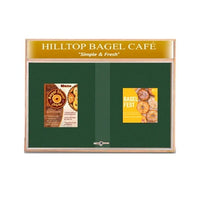 60 x 48 Indoor Enclosed Wood Bulletin Boards with Sliding Glass Doors and Message Header