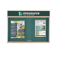 60x48 Indoor Enclosed Wood Enclosed Bulletin Boards with Sliding Glass Doors Header + Lights
