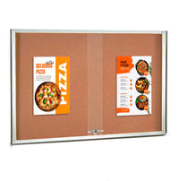 60 x 24 Indoor Enclosed Bulletin Cork Boards with Sliding Glass Doors