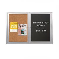 Enclosed 2-Door INDOOR Combo Board 50x40 | Cork Bulletin Board & FELT Letter Board