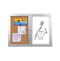 Enclosed 2-Door INDOOR Combo Board 40x40 | Cork Bulletin Board & Dry Erase Marker Board