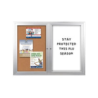 Enclosed 2-Door INDOOR Combo Board 48x36 | Cork Bulletin Board & Dry Erase Marker Board