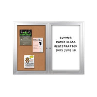 Enclosed 2-Door INDOOR Combo Board 50x40 | Cork Bulletin Board & Dry Erase Marker Board