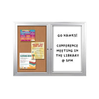 Enclosed 2-Door INDOOR Combo Board 50x50 | Cork Bulletin Board & Dry Erase Marker Board