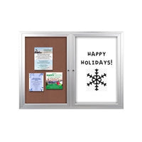 Enclosed 2-Door INDOOR Combo Board 60x24 | Cork Bulletin Board & Dry Erase Marker Board