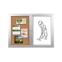 Enclosed 2-Door INDOOR Combo Board 84x30 | Cork Bulletin Board & Dry Erase Marker Board
