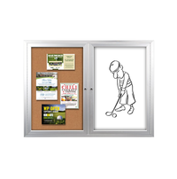 Enclosed 2-Door INDOOR Combo Board 84x30 | Cork Bulletin Board & Dry Erase Marker Board