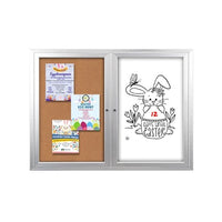 Enclosed 2-Door INDOOR Combo Board 96x48 | Cork Bulletin Board & Dry Erase Marker Board