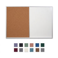 Value Line Combo Board 16x16 Metal Framed Cork Bulletin Marker Board | Open Face with Silver Trim Frame