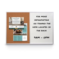 Value Line Magnetic Combo Board 24x12 Metal Framed Cork Bulletin Marker Board (Open Face with Silver Trim)