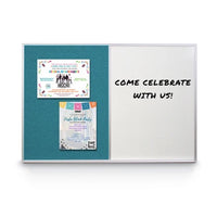 Value Line Magnetic Combo Board 24x60 Metal Framed Cork Bulletin Marker Board (Open Face with Silver Trim)