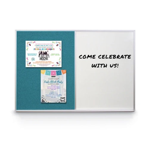 Value Line Magnetic Combo Board 24x60 Metal Framed Cork Bulletin Marker Board (Open Face with Silver Trim)