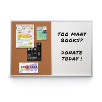 Value Line Magnetic Combo Board 24x96 Metal Framed Cork Bulletin Marker Board (Open Face with Silver Trim)