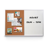 Value Line Magnetic Combo Board 48x96 Metal Framed Cork Bulletin Marker Board (Open Face with Silver Trim)