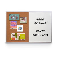 Value Line Magnetic Combo Board 60x12 Metal Framed Cork Bulletin Marker Board (Open Face with Silver Trim)