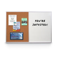 Value Line Magnetic Combo Board 96x12 Metal Framed Cork Bulletin Marker Board (Open Face with Silver Trim)