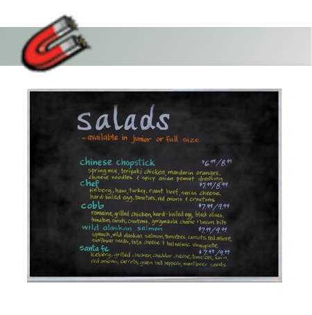 18x36 Magnetic Black Chalkboard with Porcelain-on-Steel Writing Surface | Silver Aluminum Trim Frame