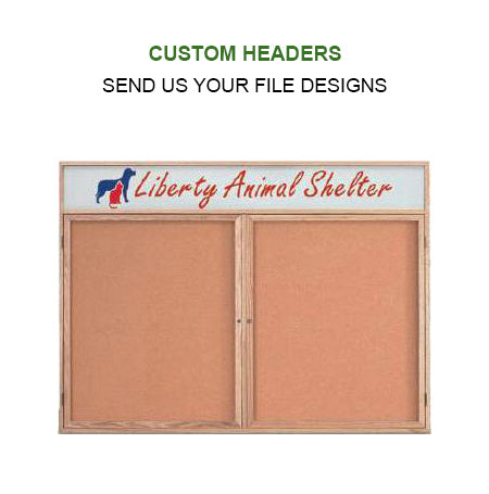 Indoor Enclosed Letter Boards, Wood Cabinet Display Case with Message Header | 2-3 Door Models in 20 Sizes