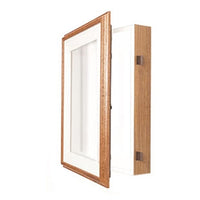 SwingFrame Designer Oak Wood Wall Lighted Display Case 4" Deep