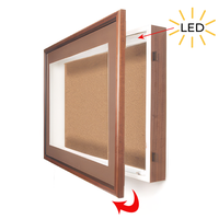 16x20 SwingFrame Designer Wood Framed Lighted Cork Board Display Case 3 Inch Deep