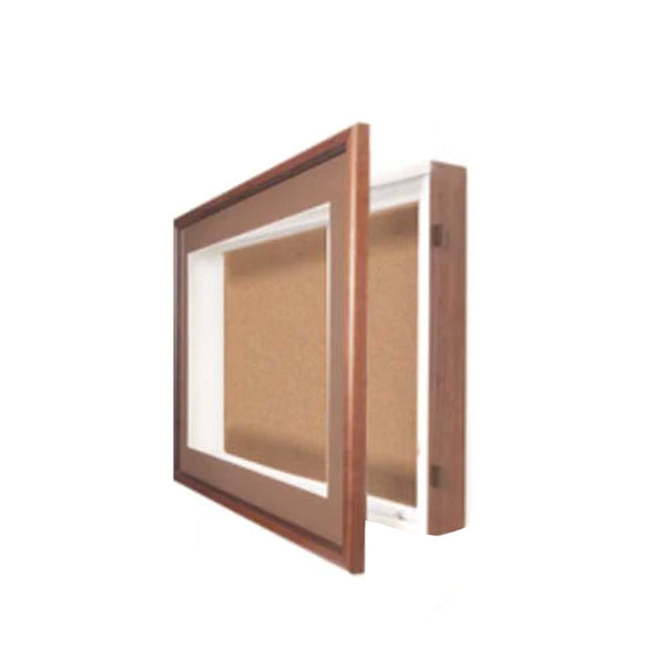 20x30 SwingFrame Designer Wood Framed Lighted Cork Board Display Case 3 Inch Deep