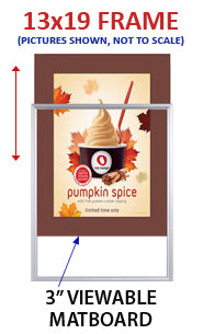 Designer 13x19 Slide In Frame for Posters with 3 Inch Matboard Border