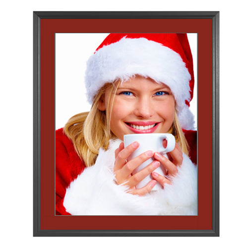 SLIDE-IN SIGN FRAME 22" x 28" (BLACK FRAME WITH CRANBERRY 2" WIDE MATBOARD)