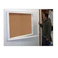 SwingFrame Designer Wall Mounted Metal Framed 20x24 Large Cork Board Display Case 6 Inch Deep
