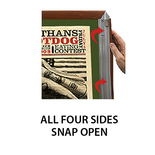 ALL 4 WOOD FRAME RAILS SNAP OPEN FOR EASY CHANGE of POSTERS 8 x 10